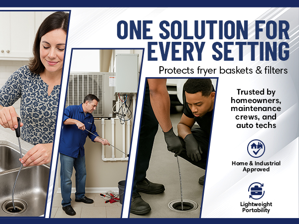 Easy Cleaning Flexible Drain Snake for Food, Hair & Clog Removal by FryOilSaver Co. B313C