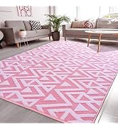 Ompaa Ultra Soft Shaggy Rugs Memory Foam Bedroom Carpet, Pink 5 x 8 Feet, Plush Geometric Texture...