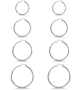 1 pair 925 Sterling Silver Large Hoop Earrings Circle Big Hoops Earring for Women Girls sterling ...