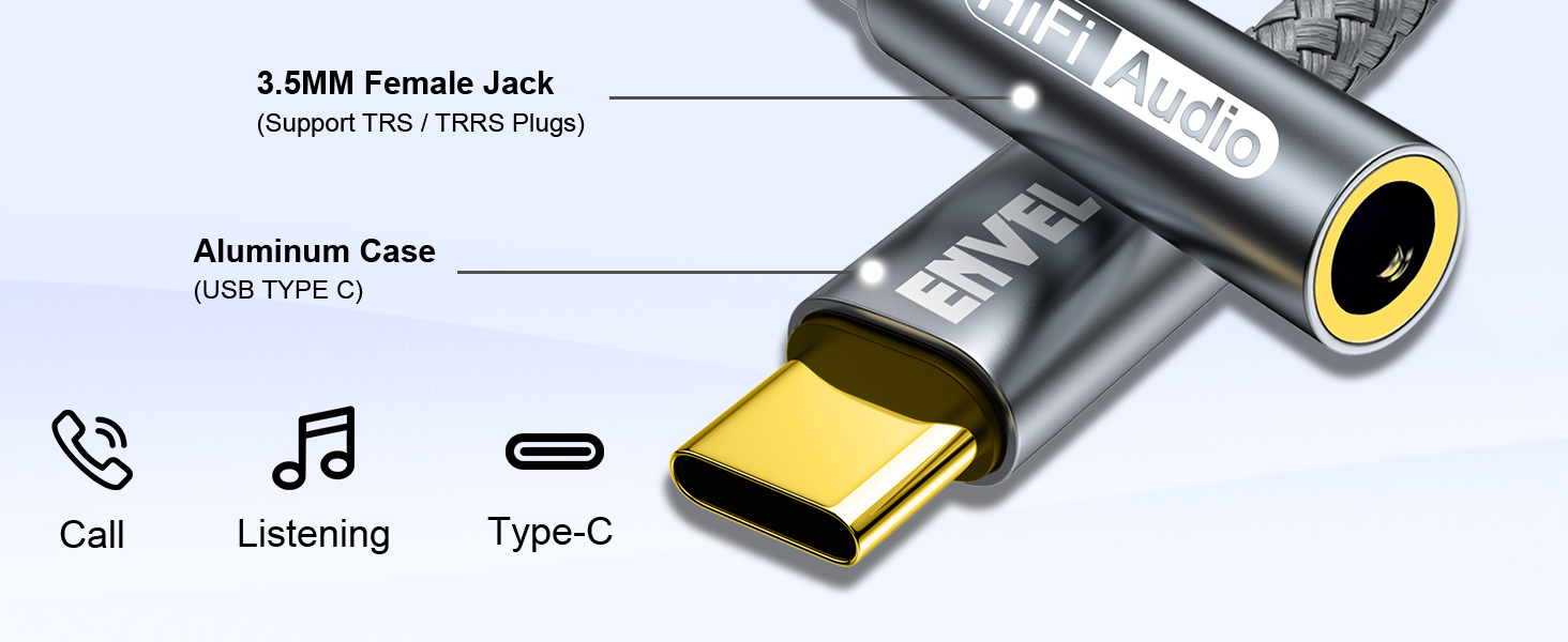 ENVEL USB C to 3.5mm Jack Audio Adapter