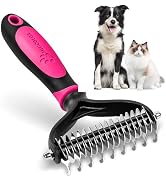 MIU COLOR Pet Grooming Brush, 2 Sided Undercoat Rake for Dogs & Cats, Professional Deshedding Bru...