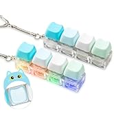 2 Pcs Keyboard Fidget Toy for Adult, Cute Cat Clicker Keyboard Fidget Keychain with LED Lights an...