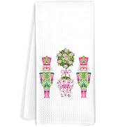 JOQUXI Pink Chinoiserie Christmas Kitchen Towels, Pink Christmas Tree Nutcracker Decorative Hand ...