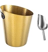 Stainless Steel Champagne Bucket with Ice Tongs - Stainless-Steel Beverage Tub - Diagonal Ice Buc...