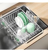 Fanbsy Dish Drying Rack in Sink, Extendable Stainless Steel Dish Drainers for Kitchen Counter, An...