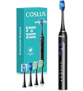 COSLUS Sonic Electric Toothbrush for Adults: 3 Intensities & 5 Modes Gum-Friendly for Deep Cleani...