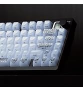 Womier Keyboard Keycaps Jelly, White Ceramic Keycaps Style, Leopard Print Key Cap,Transparent Sid...