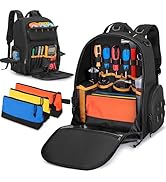 Rexmica Tool Bag Backpack with 3 Tool Zipper Pouch, Tool Organizer Bag for Men with Padded Suppor...