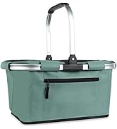 SIYUAN Picnic Basket, 22L Folding Shopping Basket Strong Aluminum Frame Camping Grocery Bags, Lea...