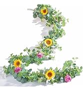 Naidiler Eucalyptus Garland with Flowers, Spring Garland for Mantle Decor Wedding Arch Decoration...