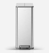 EKO X-Wing 50L / 13.2 Gallon Slim Step Trash Can, Stainless Steel Kitchen Garbage Bin with Dual W...