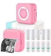 HUIJUTCHEN Inkless Mini Thermal Pocket Printer, Wireless Mini Sticker Printer with 10 Rolls Therm...