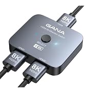 GANA HDMI 2.1 Switch, 8K HDMI Switcher Splitter 2 in 1 Out, Supports 4K@120Hz,8K@60Hz, 48Gbps Alu...