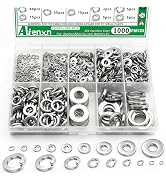 Aienxn 1000PCS Spring Lock Washers Assortment Kit, 9 Metric Sizes -M2, M2.5, M3, M4, M5, M6, M8, ...
