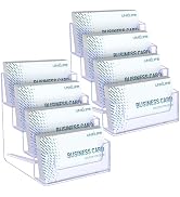 Uniclife 2 Pack Acrylic Business Card Holder for Desk 4 Slots Clear Business Card Display Stand f...