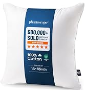Phantoscope 18x18 Pillow Insert - Throw Pillow Insert with 100% Cotton Cover - 18 Inch Square For...