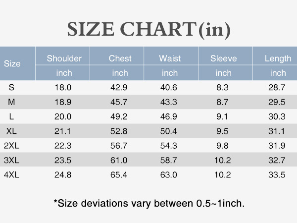 specialty US sizes