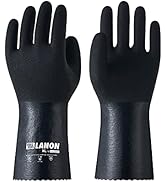 LANON Nitrile Chemical Resistant Gloves, Reusable Heavy Duty Safety Work Gloves with MicroFoam Te...