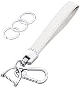 OHKYOOT Leather Wristlet Keychain,Car Key Chain Wrist Keychain with 3 Key Ring and Anti-Lost D Ri...