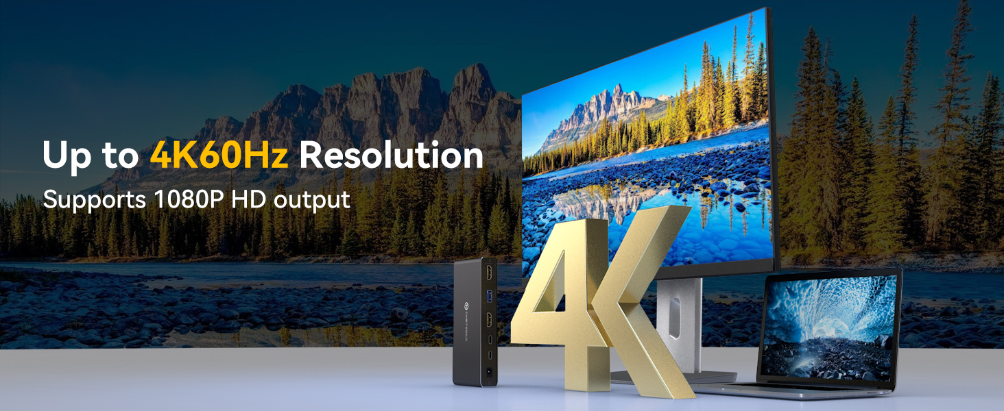 Up to 4K60Hz Resolution Supports 1080P HD output