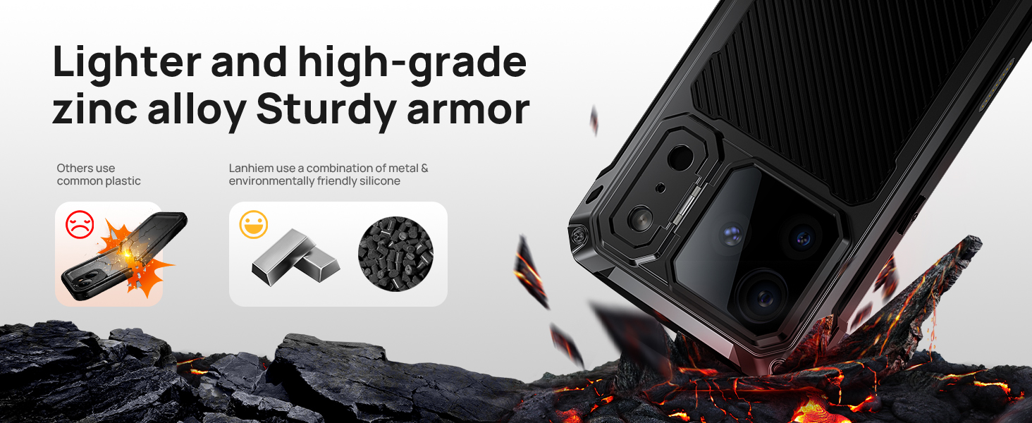 iphone 17 pro metal case heavy duty shockproof rugged protective with glass screen protector