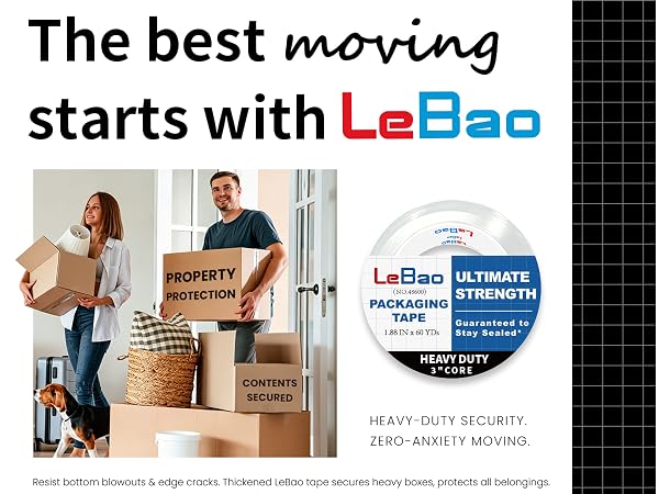 lebao best moving supplies heavy duty packing tape residential 1.88in moving tape