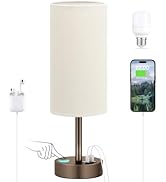 Dicoool Beige Table Lamp with Brown Base