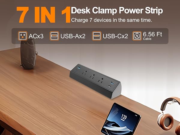 Desk Clamp Power Strip