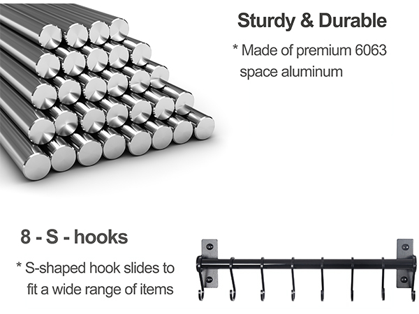 The utensil rack is made of premium 6063 space aluminum