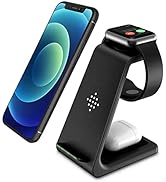 Wireless Charger iPhone,3 in 1 Fast Wireless Charging Station Stand Dock Pad for Apple Watch 7/6/...