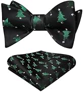 HISDERN Christmas Bow Ties for Men Xmas Self-tied Bowties and Pocket Square Set Festival Woven Bo...