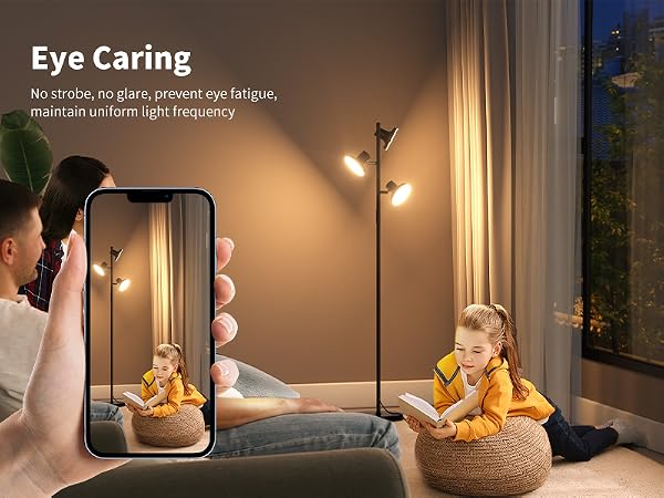 bright floor lamp with eye protection