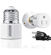 E26/ E27 3 Prong Light Bulb Socket Adapter, Polarized Light Socket Outlet, Light Socket to Plug A...