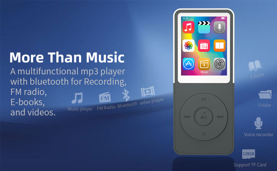 Multifunctional MP3 Player with fm radio Recording E-books Images Videos Calendar Alarm Stopwatch