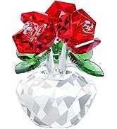 Crystal Rose Flowers Figurines Glass Flower Table Decorative Centerpiece Paperweight Craft Collec...