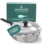 MAGNAWARE Cast Aluminum Sauté Pan with Lid 10 inch - Oven Safe Deep Frying Pan with Lid, Two Side...