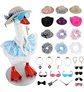 Nlicrst Mini Desk Goose Key Holder with 7 Set Outfits, Magnetic Goose Key Holder, Cute Resin Porc...