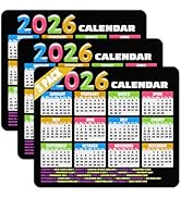 3 Pack 2026 Calendar small Mouse Pad with US Holidays 12 Month View,9.5 x 7.9 Inch, Mini Desktop Mat
