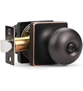 GOBEKOR 1 Pack Privacy Door Knobs Interior Keyless Square Door Knobs Oil Rubbed Bronze Stainless ...