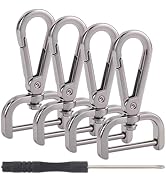 CALFOVERA 4PCS Detachable Alloy Snap Hook Swivel Clasp with Cross Screwdriver 1 1/2" D Ring Lobst...