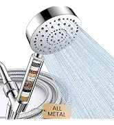 FEELSO Filtered Shower Head with Handheld, 6 Spray High Pressure ALL METAL Shower Head with Filte...