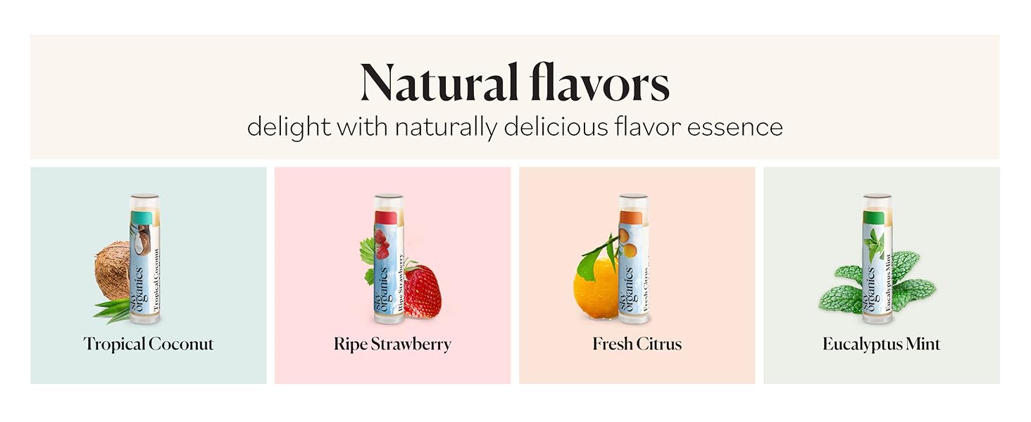 Sky Organics Organic Beeswax Lip Balms have natural flavors