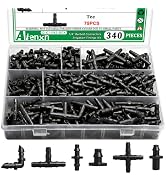 Aienxn 340PCS 1/4" Drip Irrigation Kit Barbed Connectors, Straight Barb, Tee, Single Barb, End Pl...