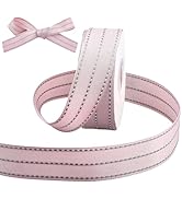 WADORN Stitched Edges Grosgrain Ribbon, 1''x9.8 Yards Striped Fabric Grosgrain Ribbons DIY Craft ...