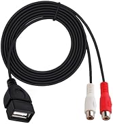 ELNONE 1.5M/5FT USB to 2 RCA Cable, USB A 2.0 Female to 2 RCA Female Jack Splitter for Audio Vide...