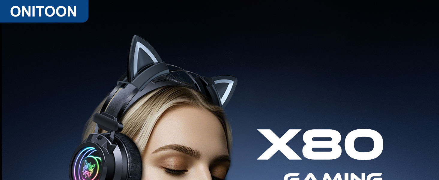 ONITOON Cat Ears Gaming Headphones