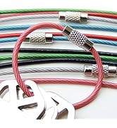 Office Werks 6 Inch Key Ring - 2 mm Rings - Plastic Coated Stainless Steel Wire Cable - Colored -...