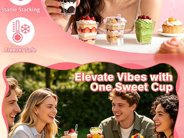 5oz Plastic Dessert Cups with Lids and Spoons