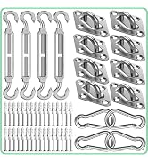 Sun Shade Sail Hardware Kit 6 Inch – 80 Pcs Heavy Duty Stainless Steel Sun Sail Hardware with Tur...
