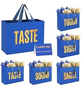 5 Senses Gift Bags for Him With Labels And Tissue Paper,12.6"X8.7"X4" Sight Smell Touch Taste Sou...